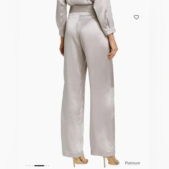 THE SEI Wide Leg Silk Trousers in Platinum - Picture 4 of 14